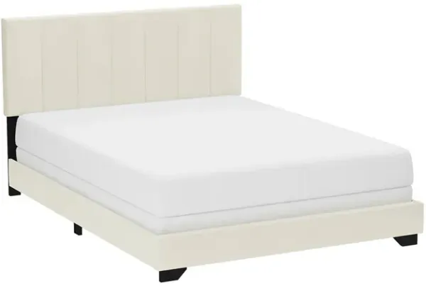 White Channel Upholstered Bed - Queen