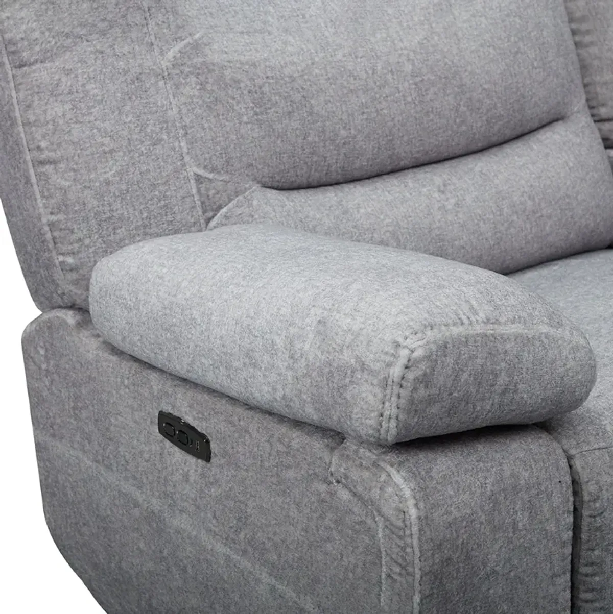 Grey Preston Power Reclining Loveseat with Console