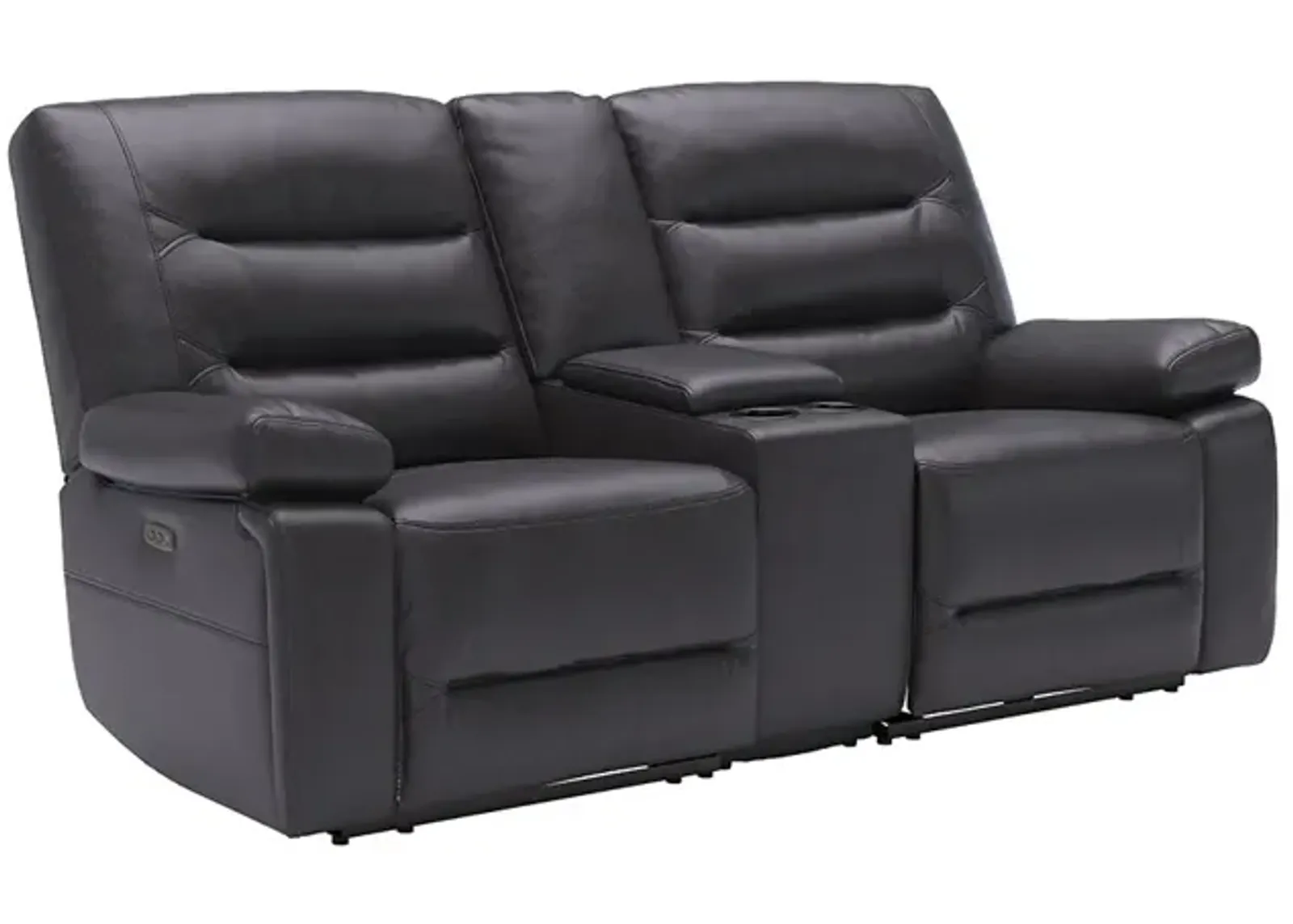 Grey Preston Power Reclining Loveseat with Console