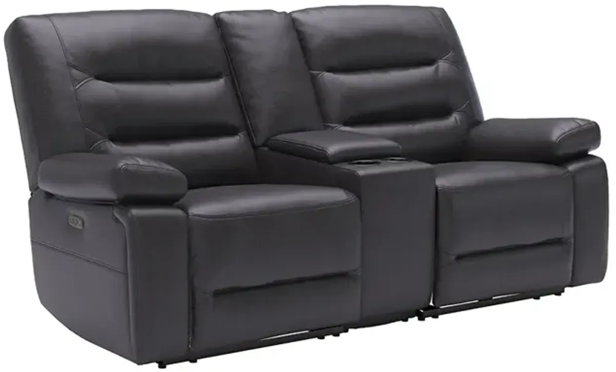 Grey Preston Power Reclining Loveseat with Console