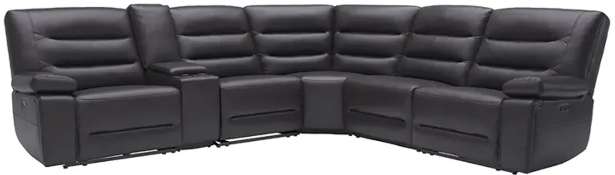 Preston Sectional II Preston Leather Power Reclining Sectional - Gray