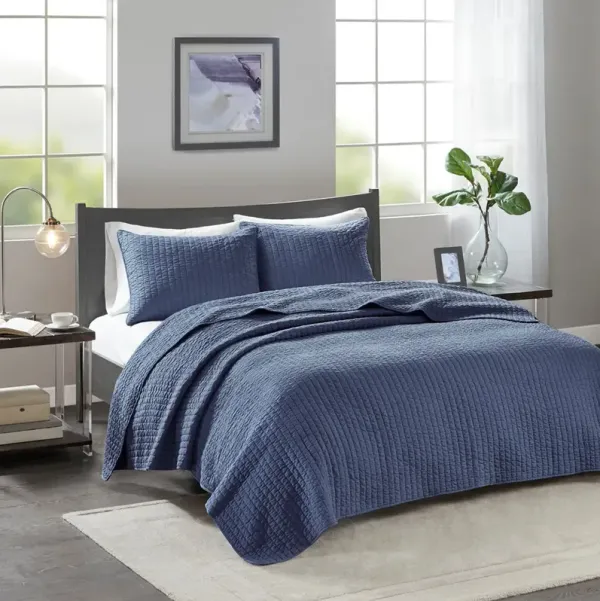 Twin / Twin XL Keaton Navy Coverlet Set