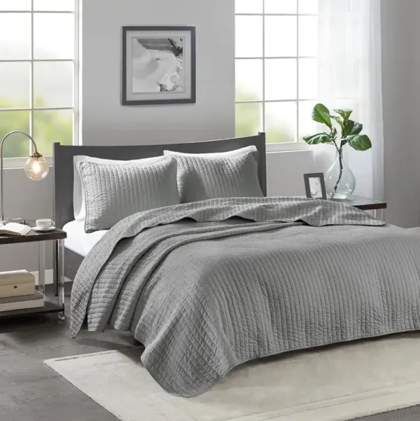 Twin / Twin XL Keaton Gray Coverlet Set