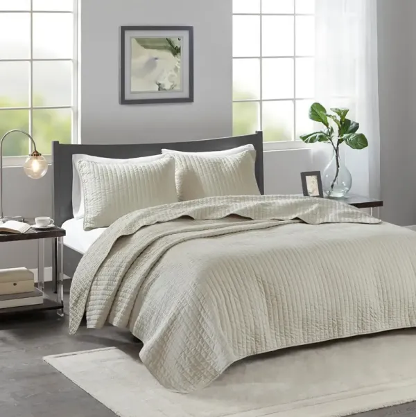 Twin / Twin XL Keaton Cream Coverlet Set