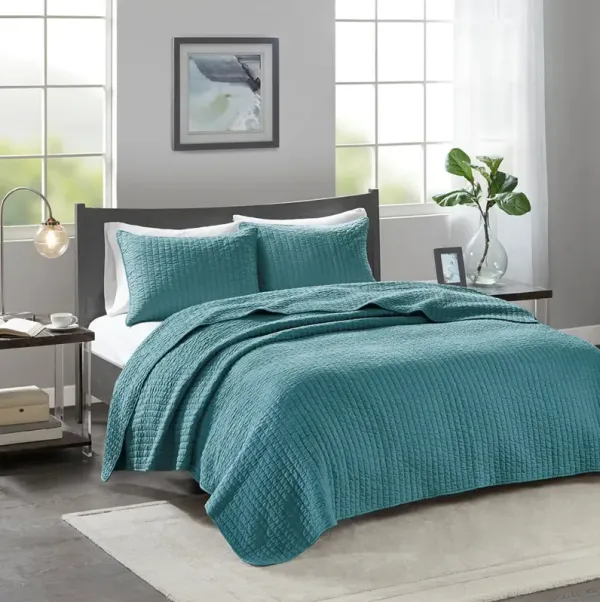 Twin / Twin XL Keaton Teal Coverlet Set