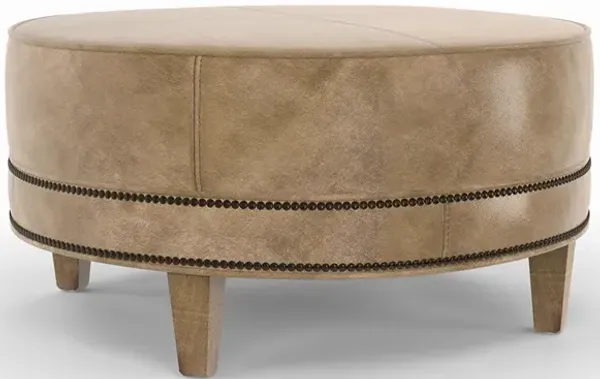 Medium Round Leather Ottoman