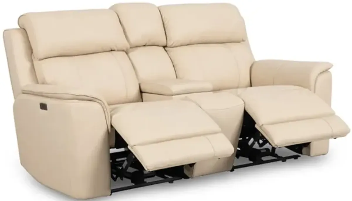 Oslo Leather Power Reclining Console Loveseat