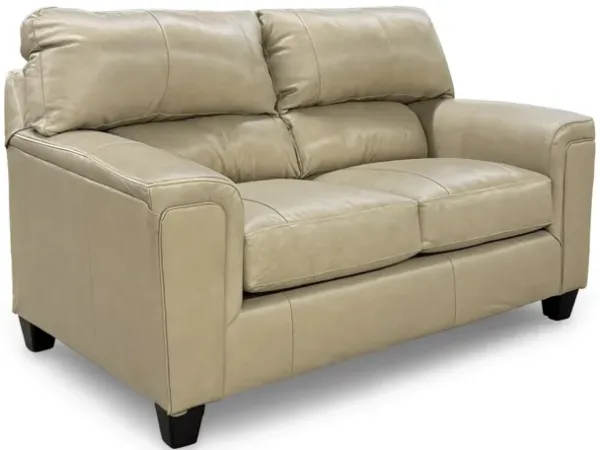 Beige Lacey Leather Loveseat