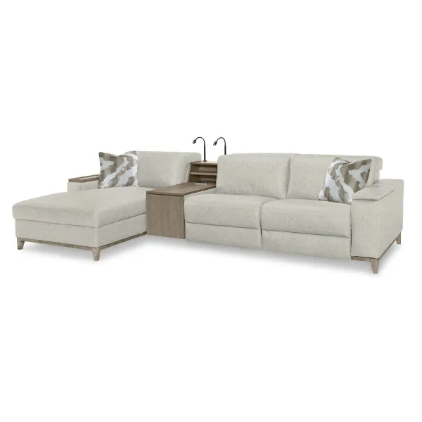 Left Chaise Pebble Beach Power Reclining Sectional with Storage Chaise