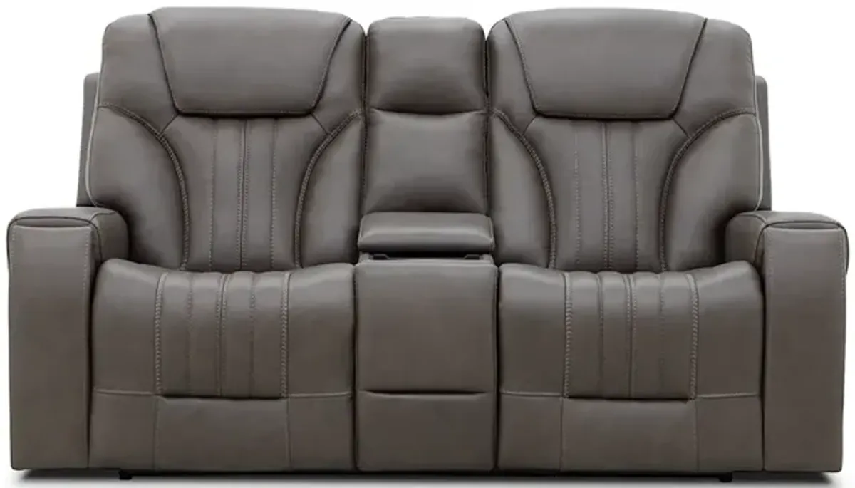 Clark Zero-G Home Theater Leather Loveseat with Console