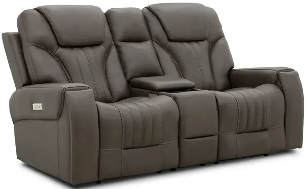 Clark Zero-G Home Theater Leather Loveseat with Console