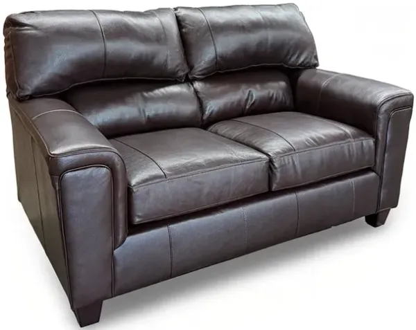 Brown Lacey Leather Loveseat
