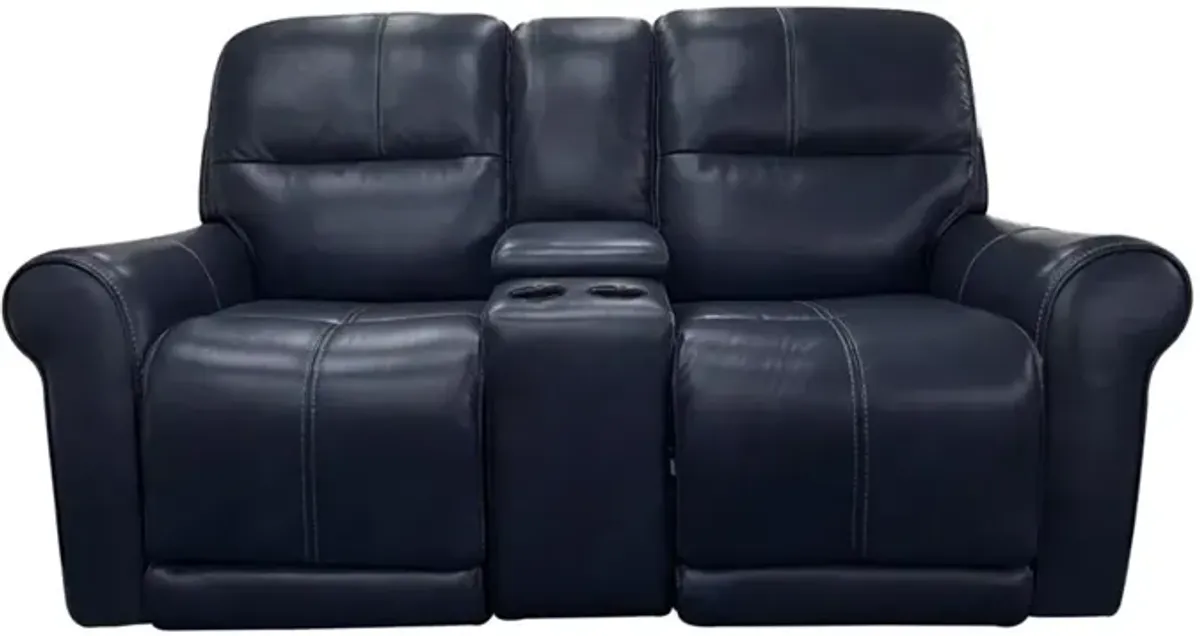 Delta Leather Zero-G Power Reclining Console Loveseat