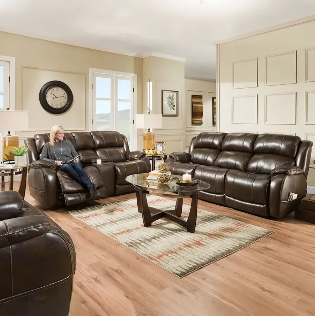 Andrew Leather Power Reclining Living Room Group