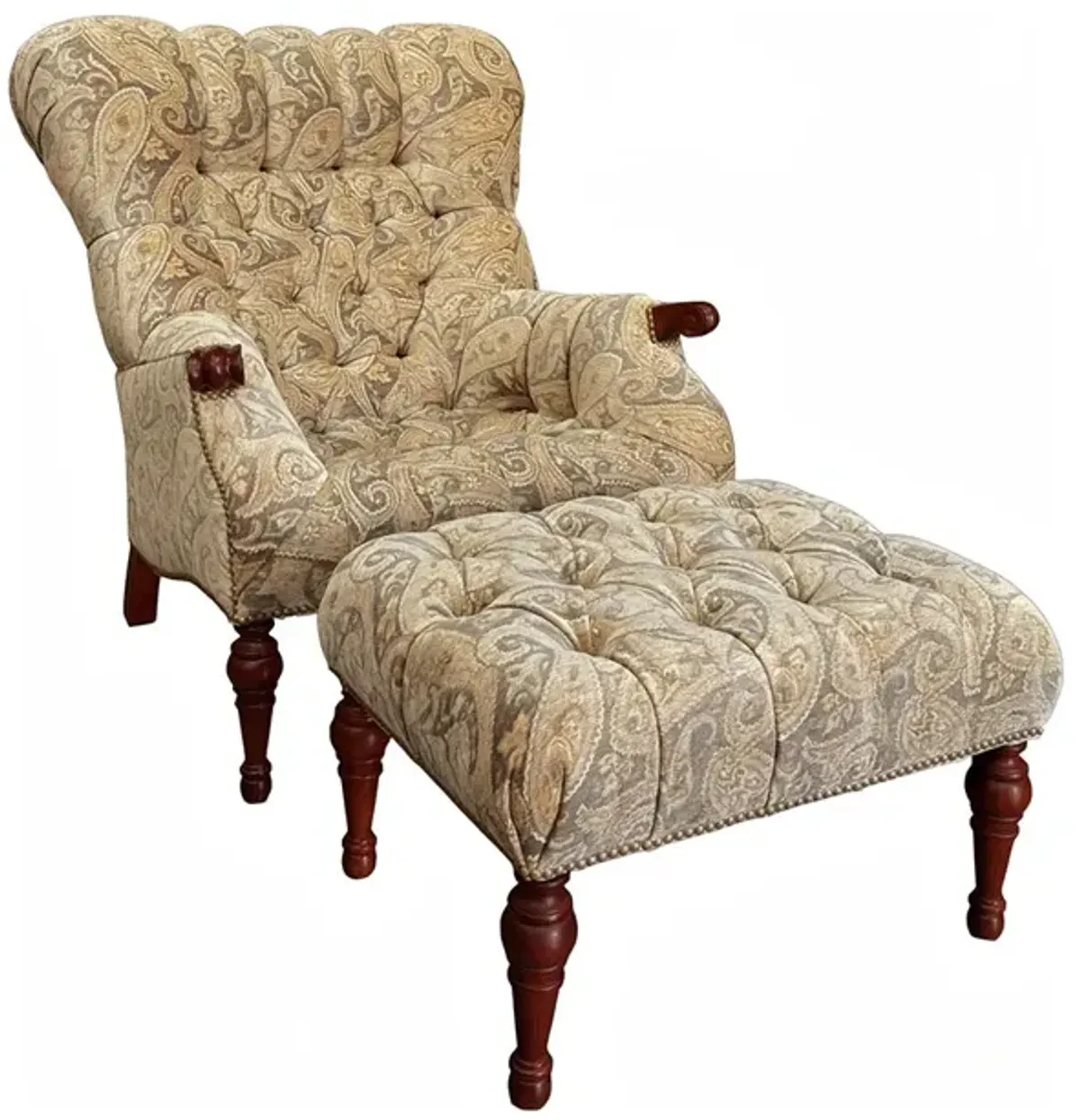 Leopold Upholstered Accent Chair with Ottoman