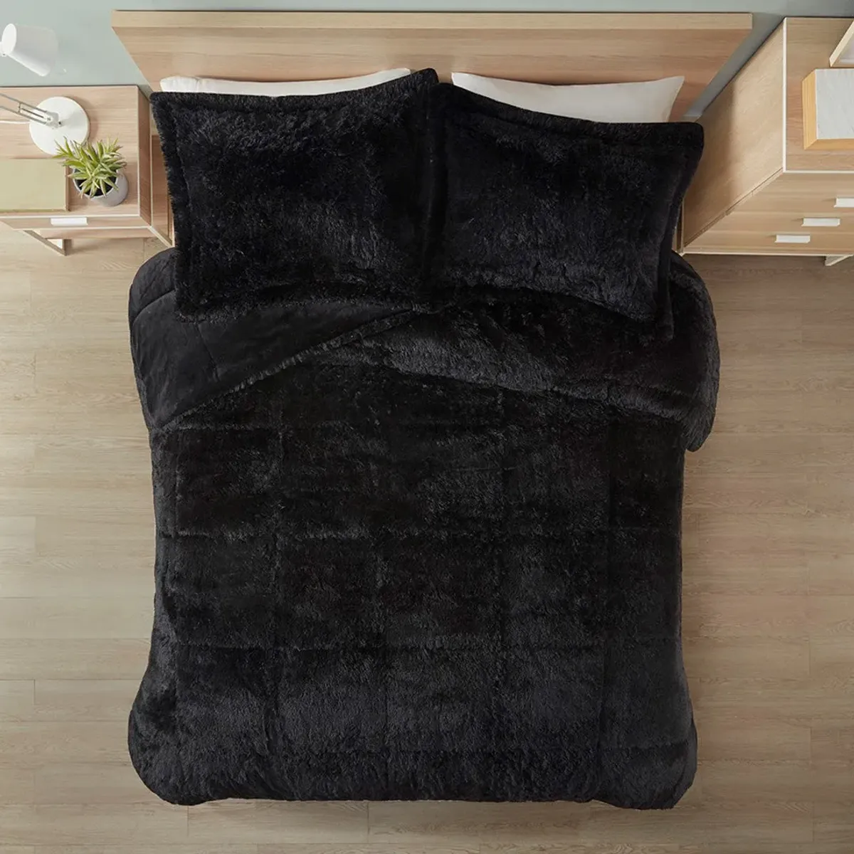 Full / Queen Malea Shaggy Long Fur Comforter Mini Set