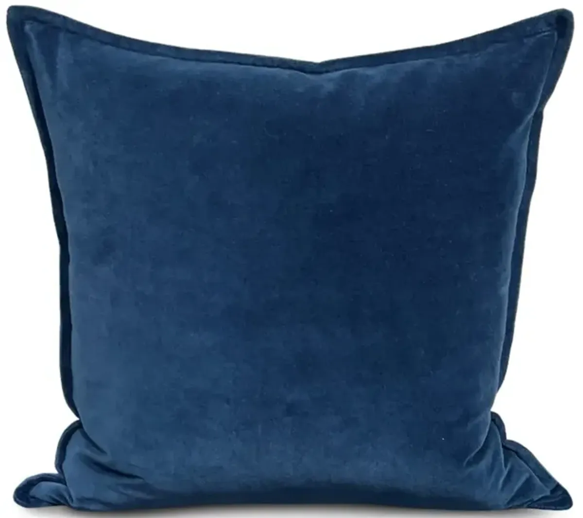 Square Cotton Velvet Pillow - Blue