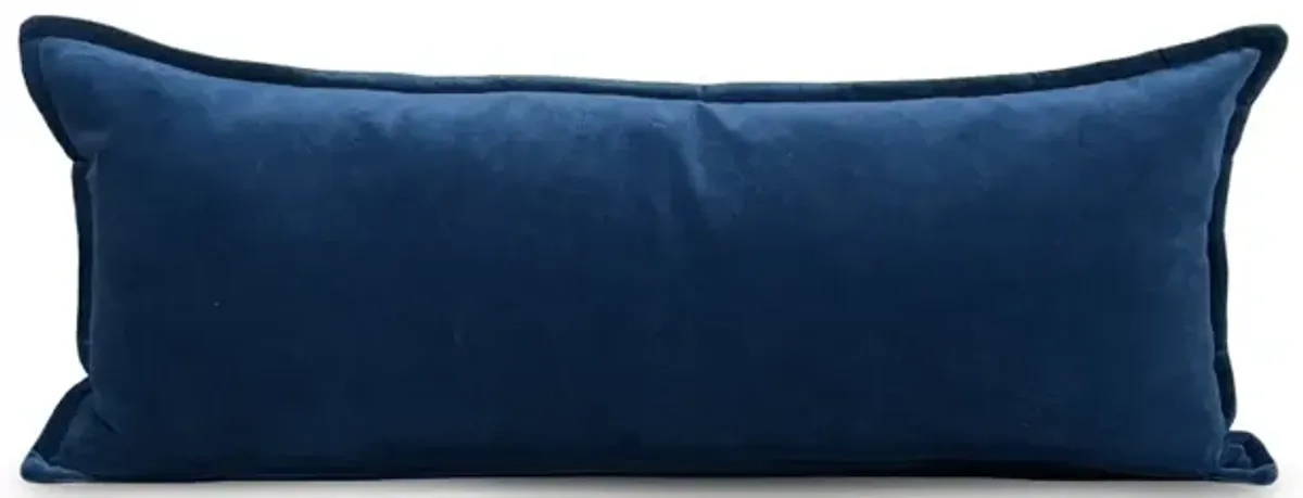 Lumbar Cotton Velvet Pillow - Blue