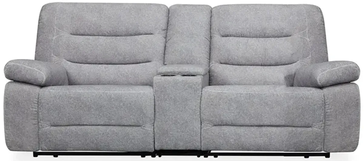 Light Gray Preston Power Reclining Loveseat with Console