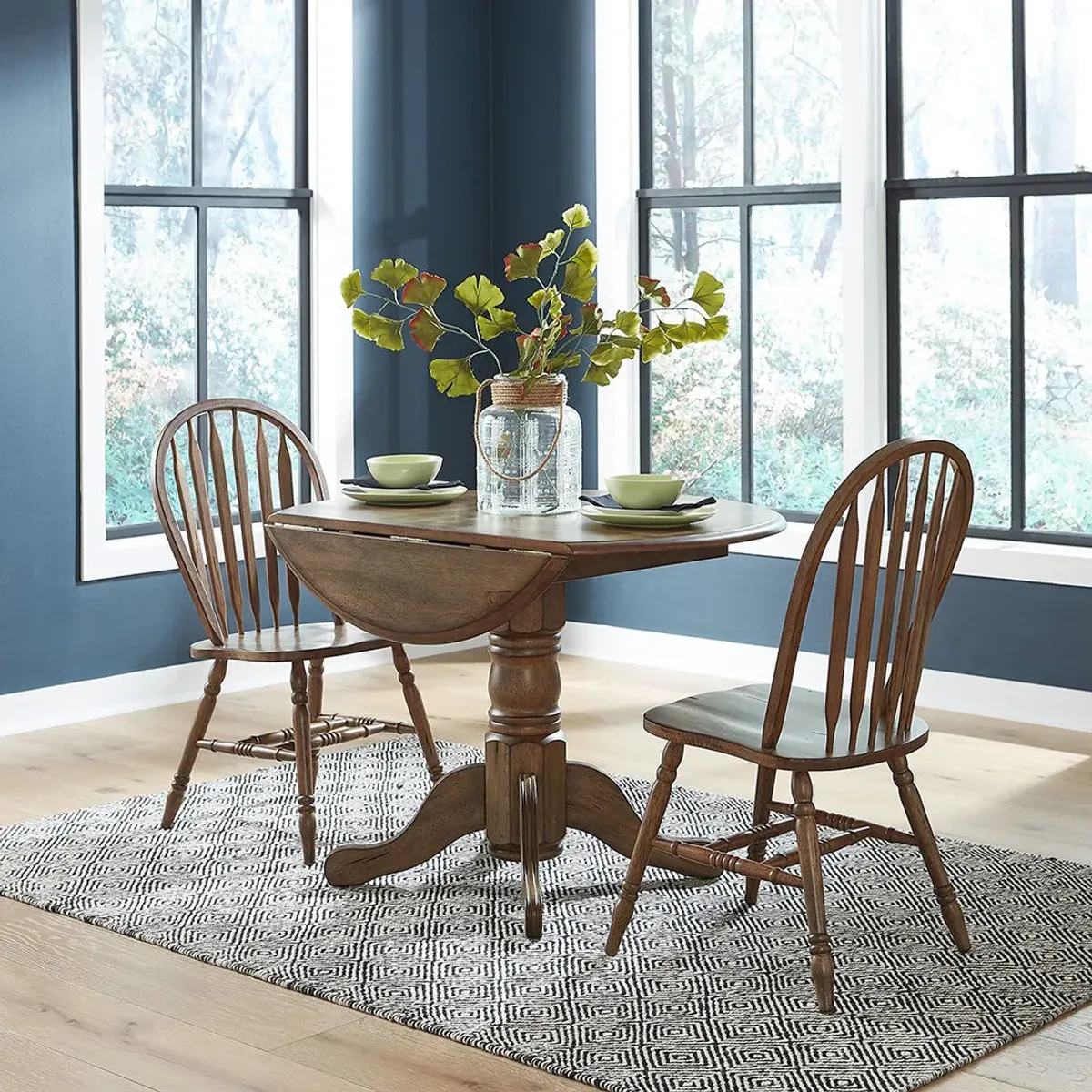 White Carolina Crossing Drop Leaf Dining Set (3pc)