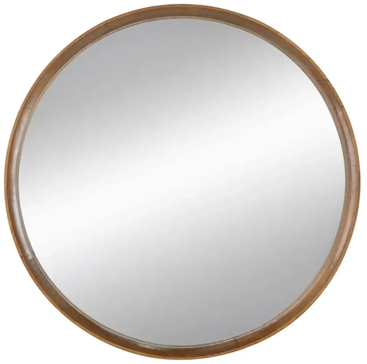 Round Wooden Accent Mirror