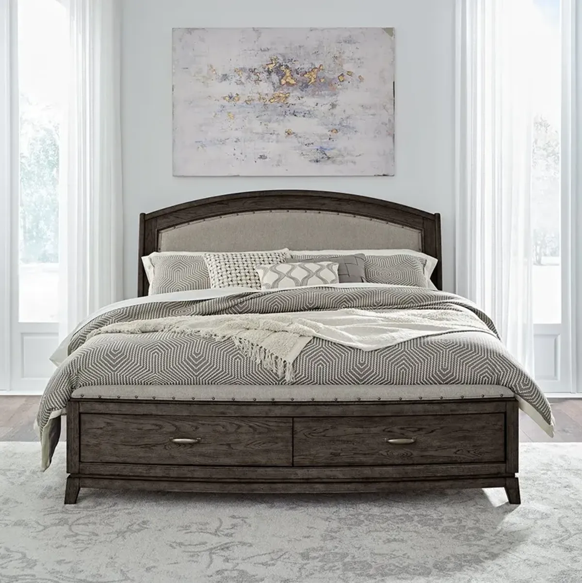 King / Brown Avalon Upholstered Bed