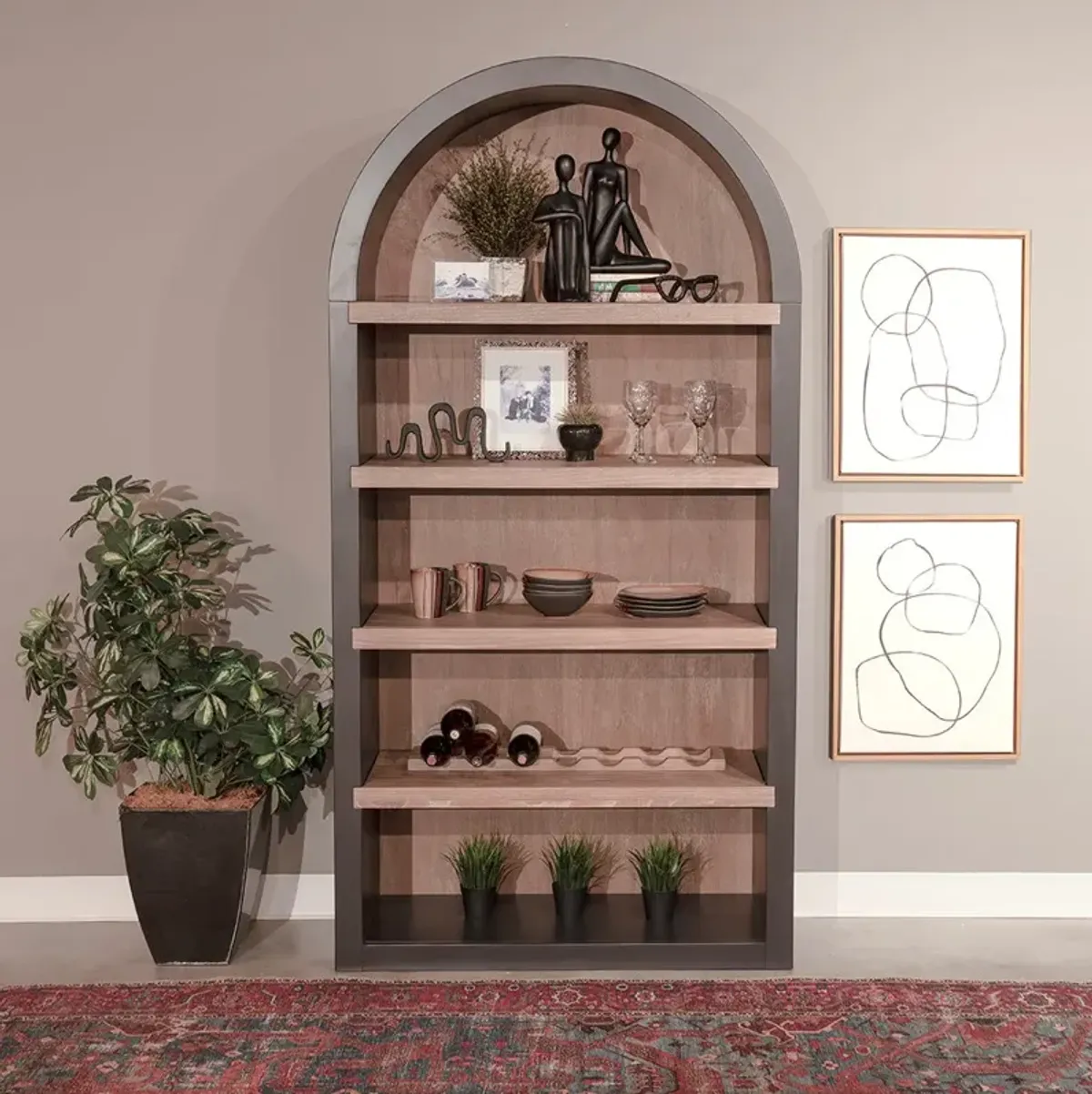 Black Logan Arched Bookcase
