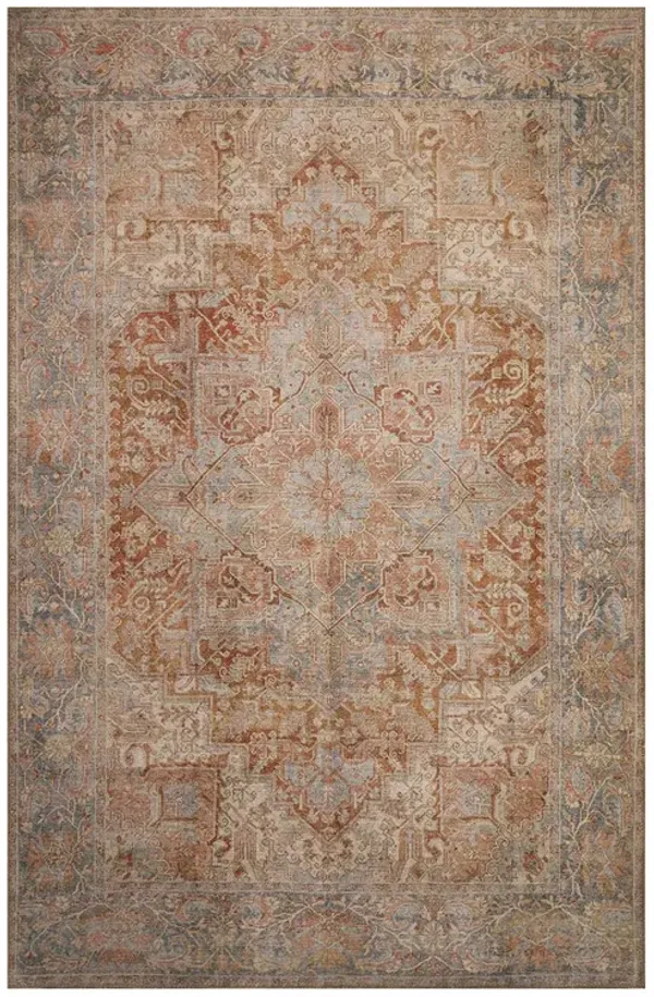 5x8 London Rust Blue Serena Rug