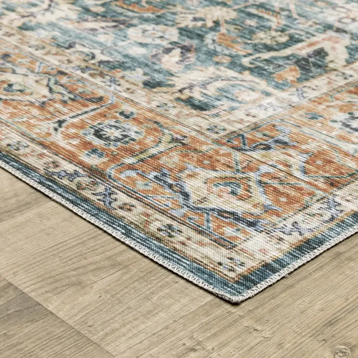 5 x 7 Charleston Blue Washable Rug