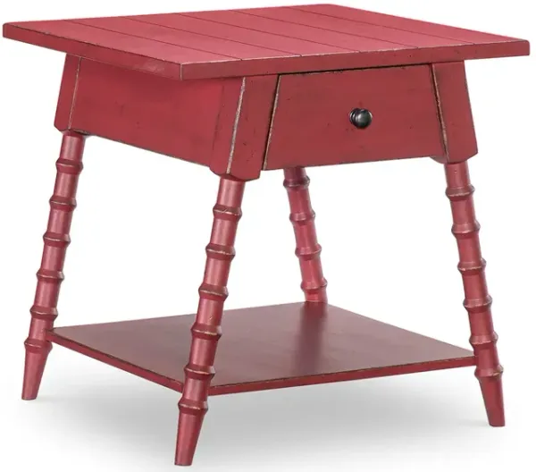 Red Vintage Market Bobbin End Table