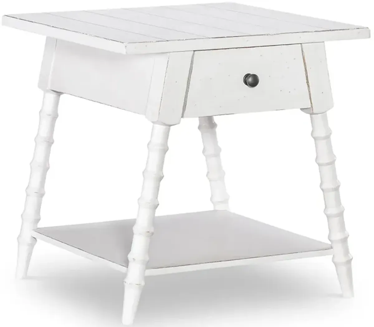 White Vintage Market Bobbin End Table