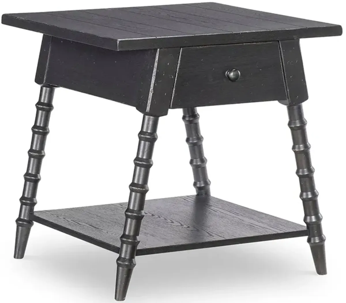 Black Vintage Market Bobbin End Table
