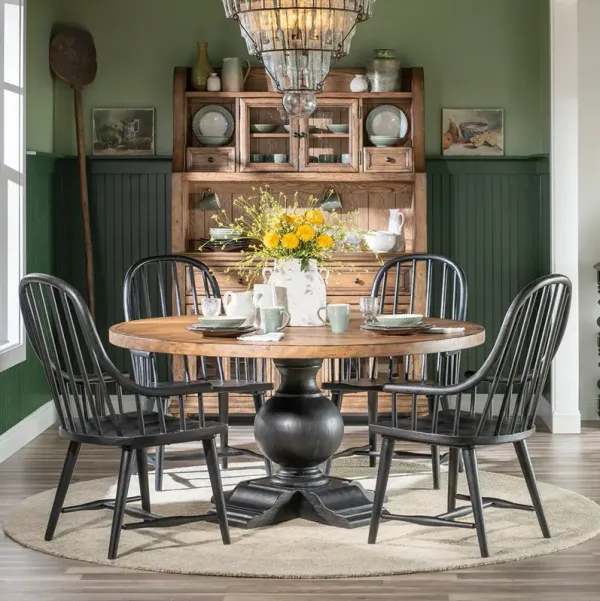 Table with Black Chairs Vintage Market Dining Set (5pc)