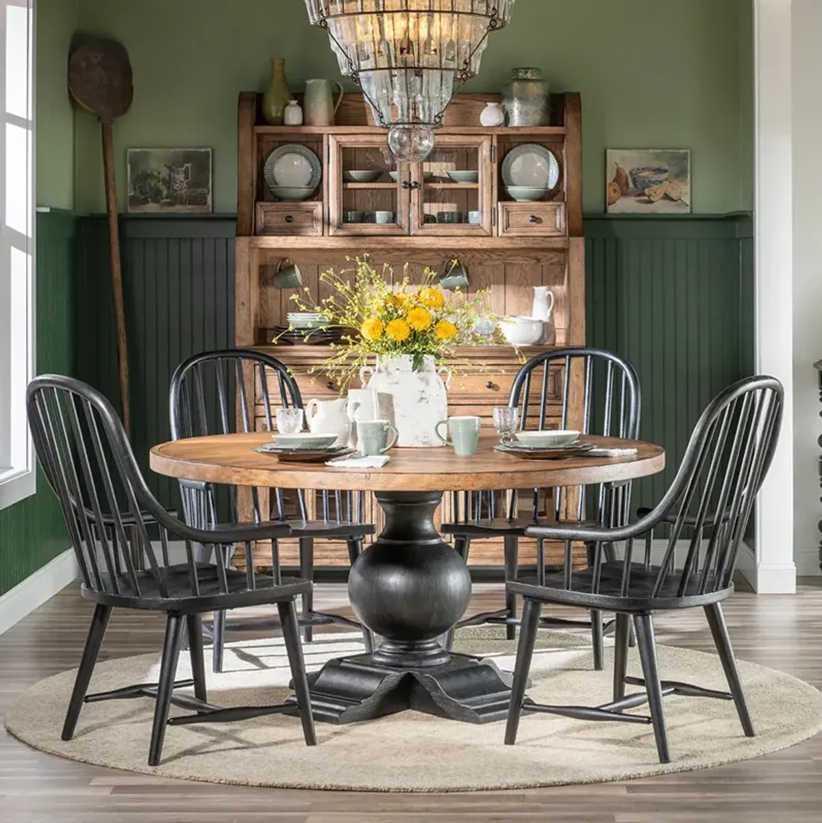 Table with Brown Chairs Vintage Market Dining Set (5pc)