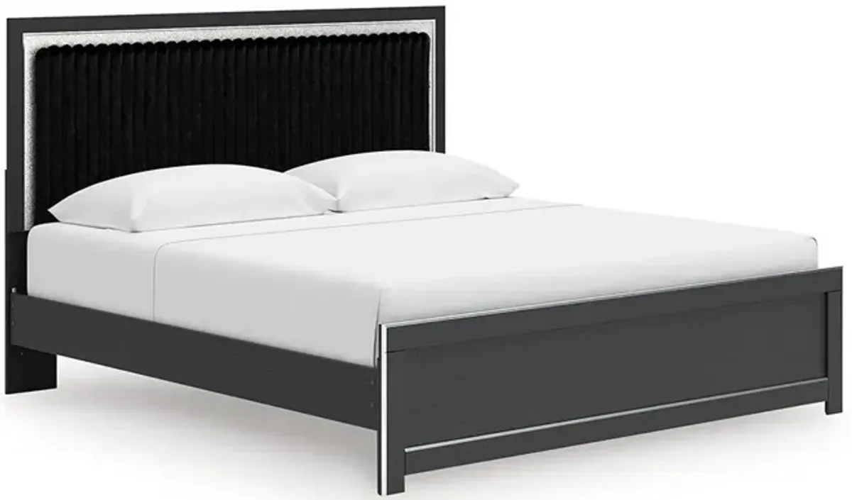 King / Black Zuraleus Upholstered Panel Bed