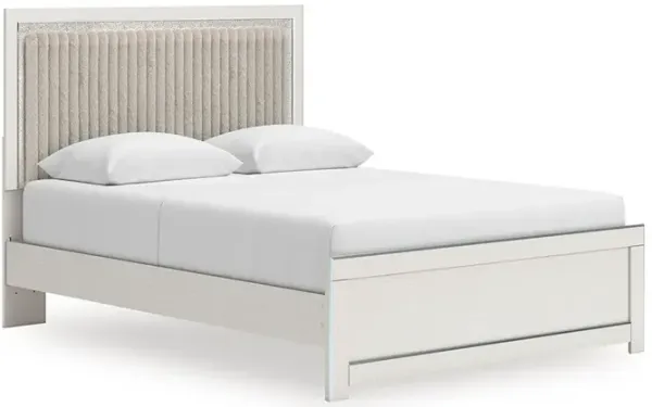 King / White Zuraleus Upholstered Panel Bed