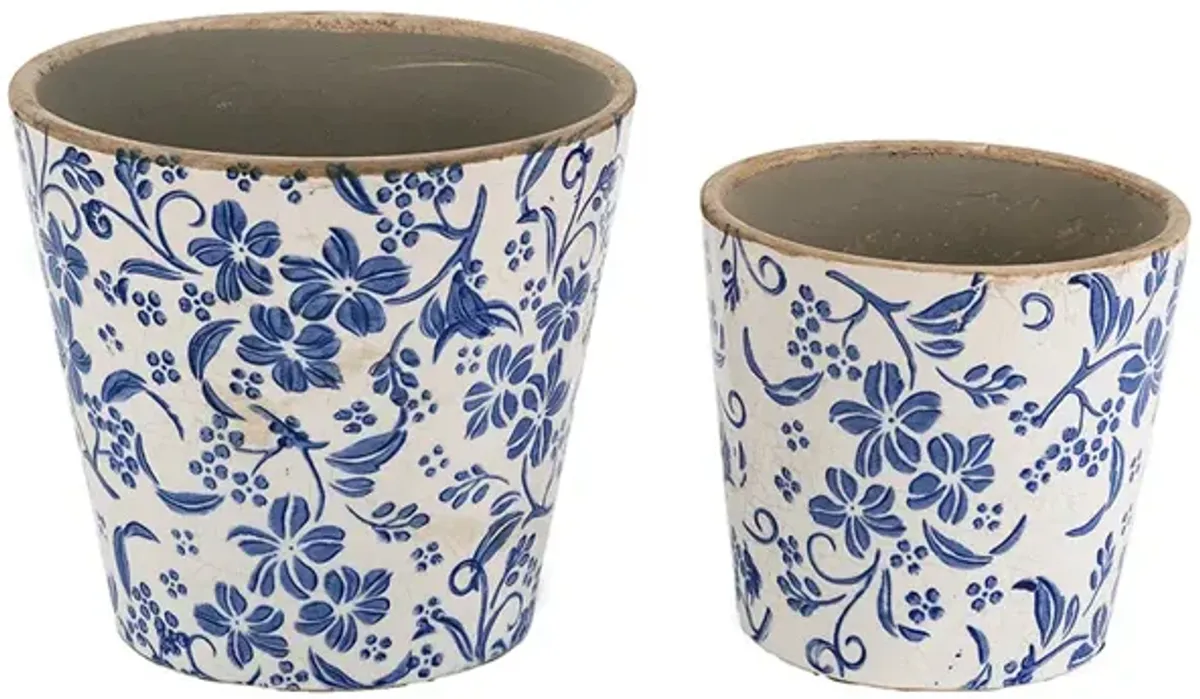 Blue & White Planters (Set of 2)