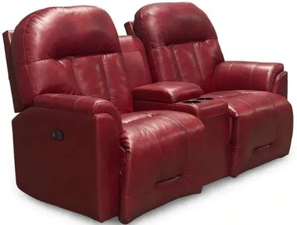 Suitably Leather Power Reclining Loveseat with Console