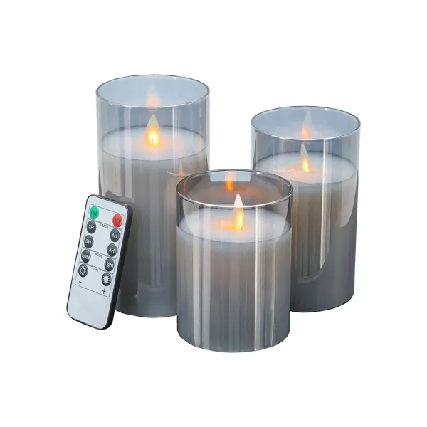 Gray LED Candles (Set of 3)