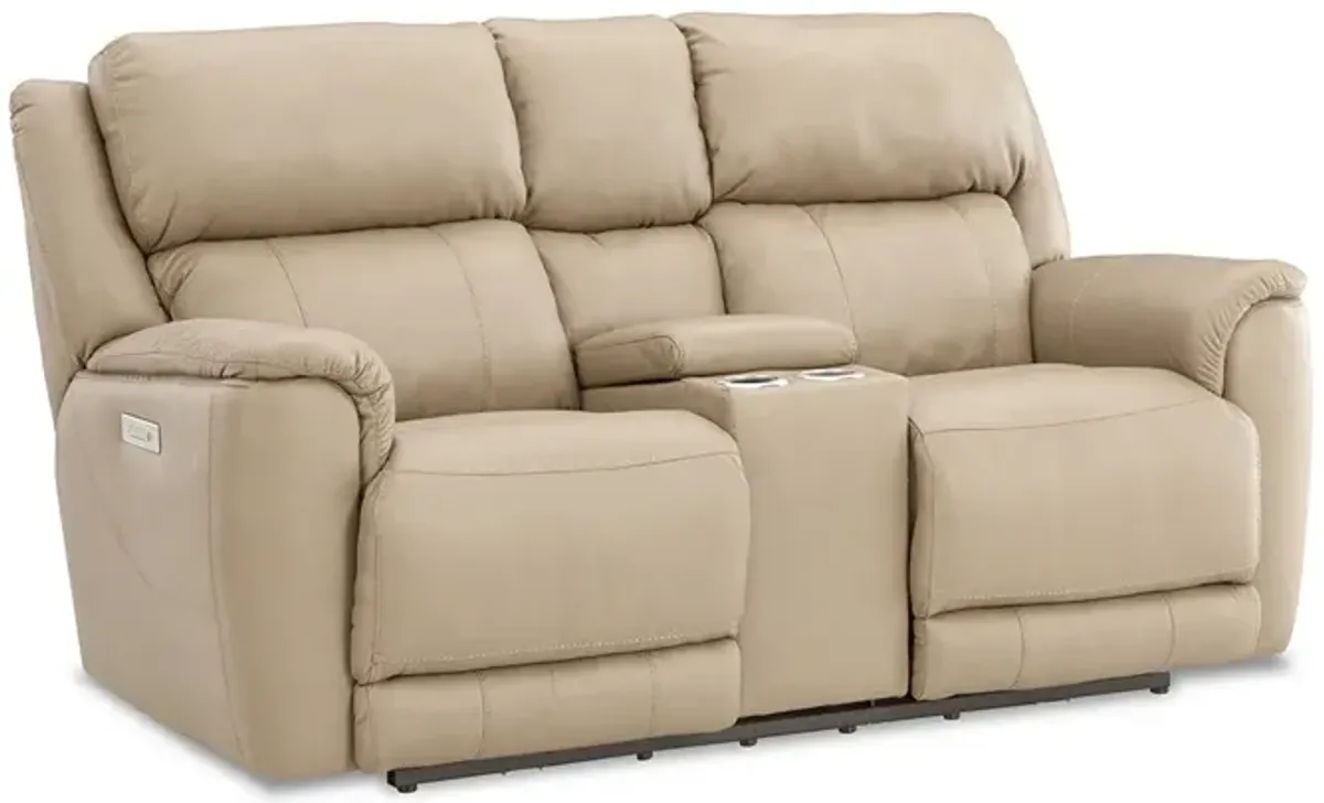 Beige Grace Leather Zero-G Power Reclining Loveseat