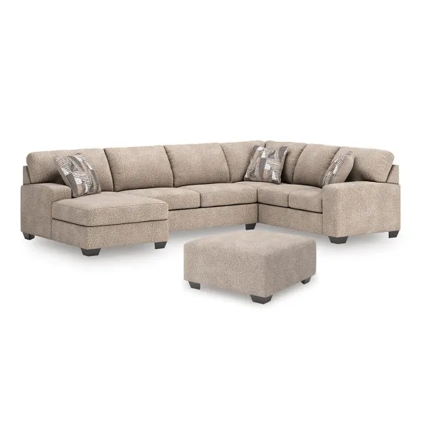 Beige Seyler Sectional Left Chaise with Ottoman