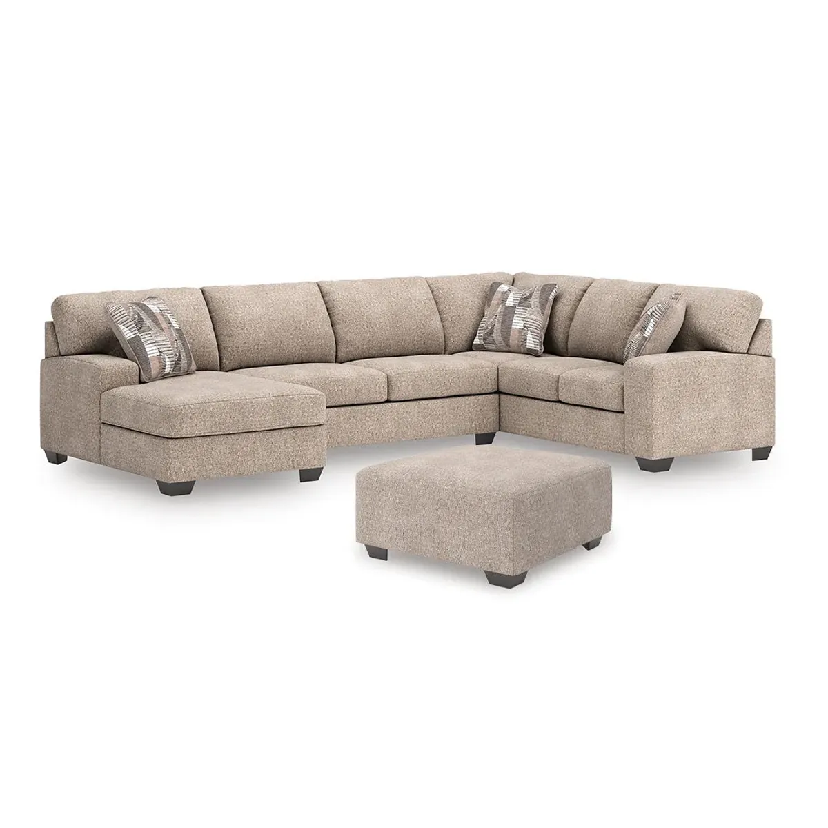 Gray Seyler Sectional Left Chaise with Ottoman