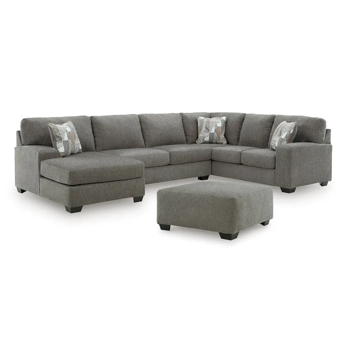 Gray Seyler Sectional Left Chaise with Ottoman