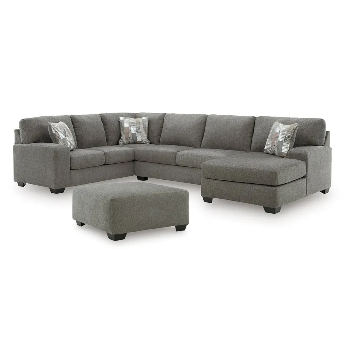 Gray Seyler Sectional Right Chaise with Ottoman