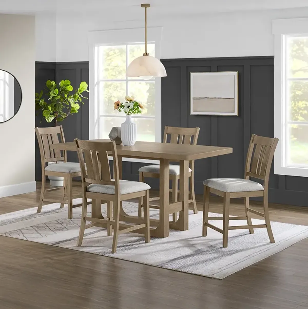 Beige Oakline Counter Height Dining Set (5pc)