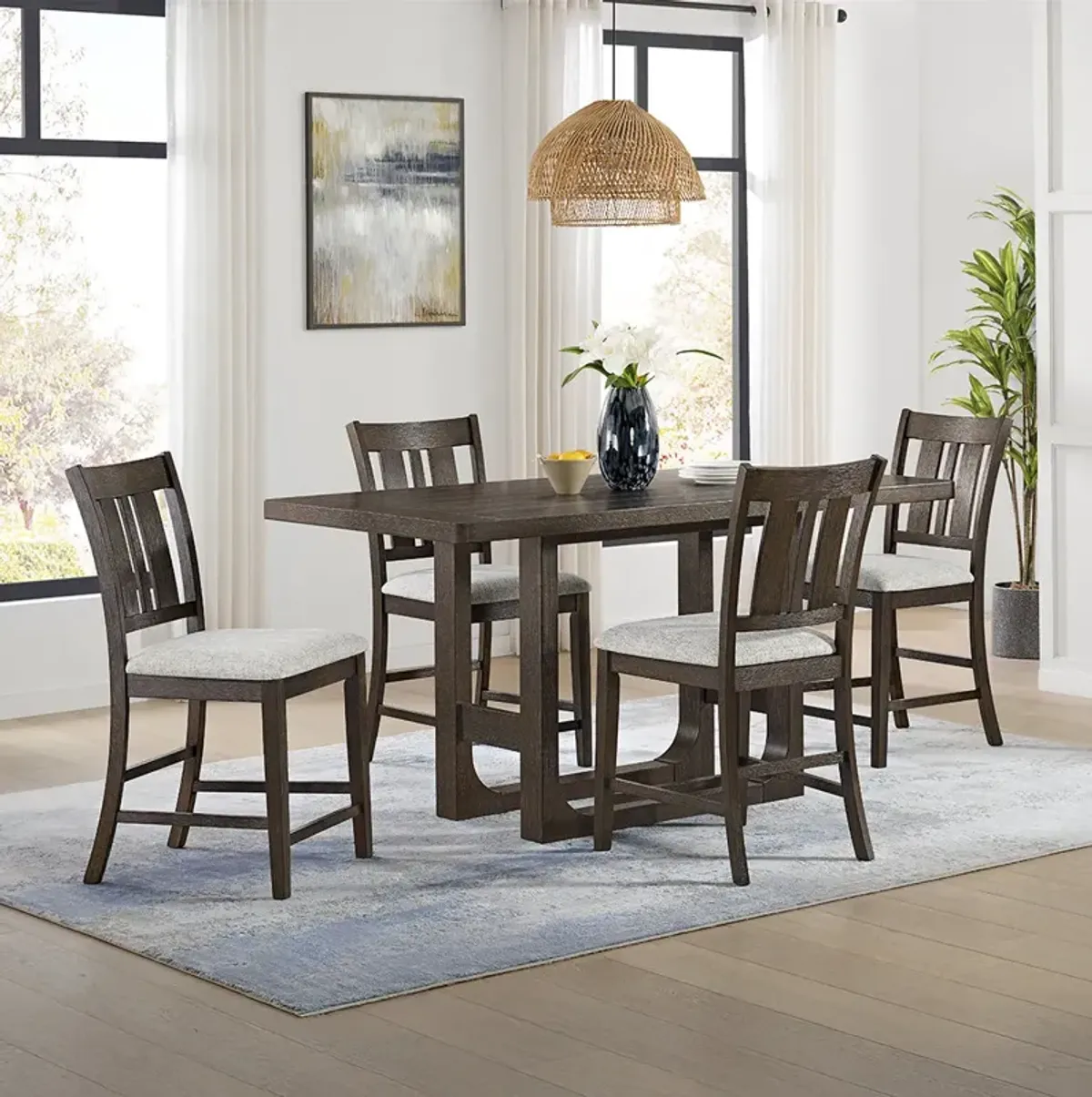 Beige Oakline Counter Height Dining Set (5pc)