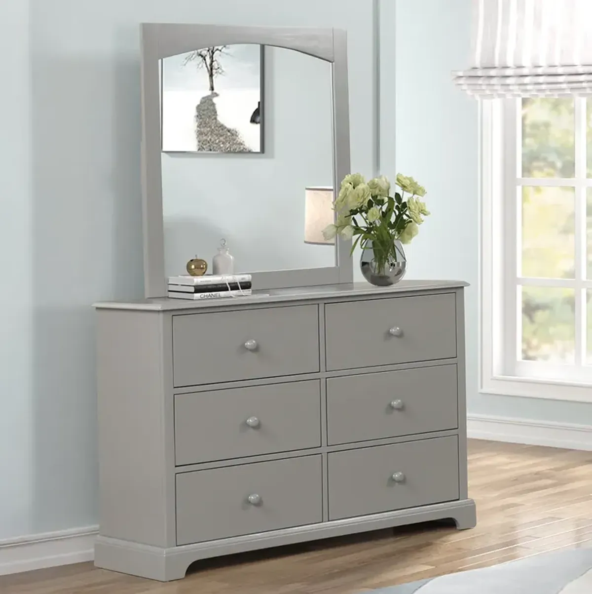 Gray Bunkmates Dresser and Mirror