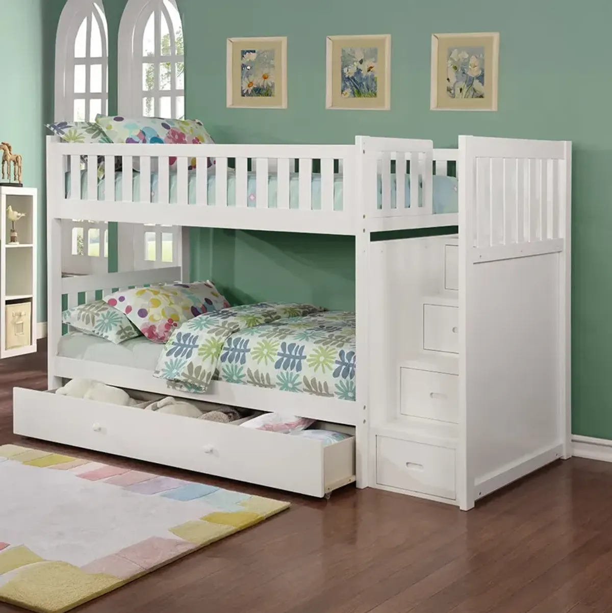 White Bunkaroo Bunk Bed - Twin over Twin