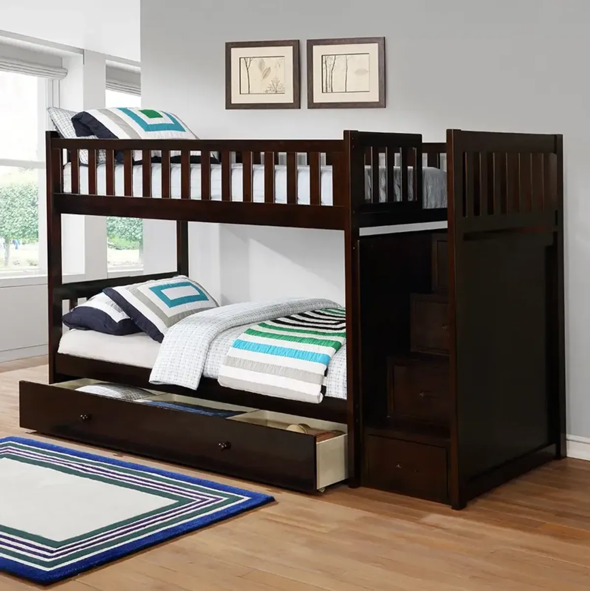 Gray Bunkaroo Bunk Bed - Twin over Twin
