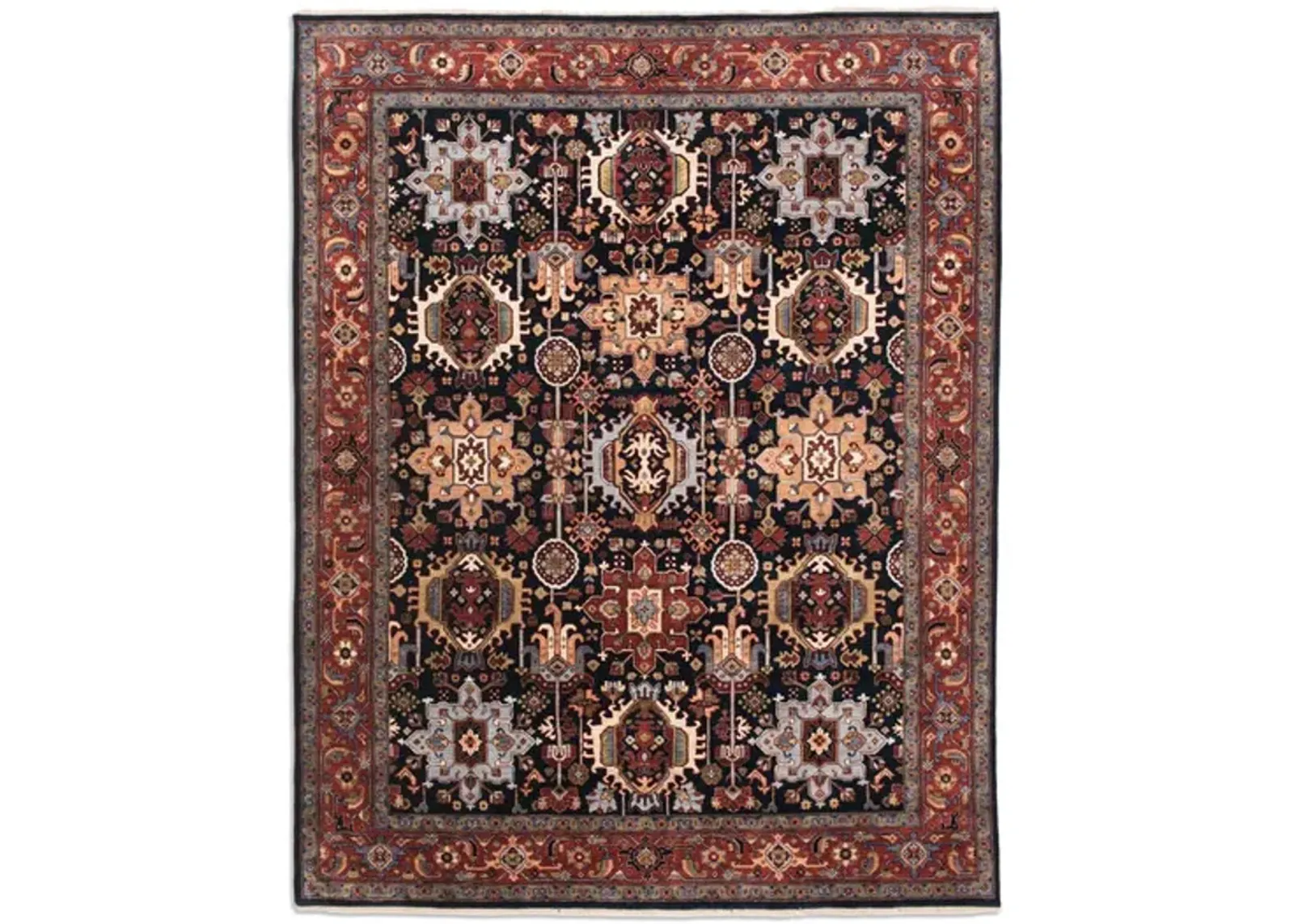 Kashi Navy Rust Area Rug - 2 4  x 4 0 